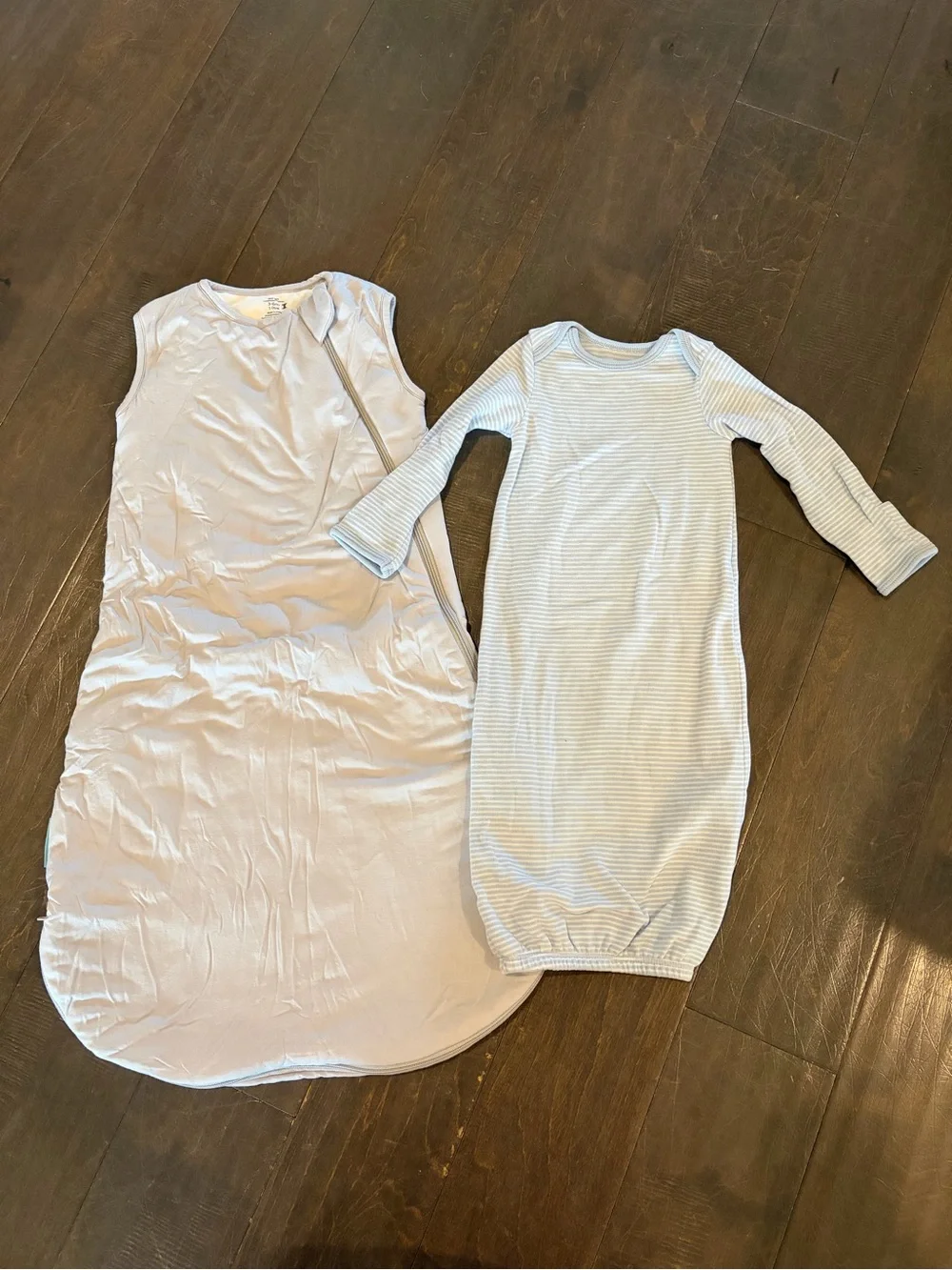 Light Blue Sleep Gown and light gray sleep Sack